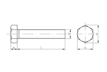 Obrázek 1 produktu Šroub se šestihrannou hlavou a celým závitem DIN 933 – 8 × 60 mm ZB