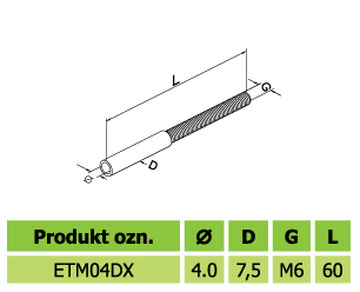 Obrázek 1 produktu Terminál (koncovka) lisovací pro lano Ø 4 mm - pravý vnější závit