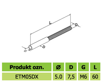Obrázek 1 produktu Terminál (koncovka) lisovací pro lano Ø 5 mm – levý vnitřní závit