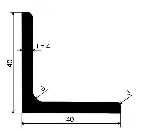 Obrázek produktu Profil L rovnoramenný 40×40×4 mm válcovaný – 6 m