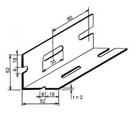 Obrázek produktu Profil L 52×52×2 mm děrovaný – 6 m