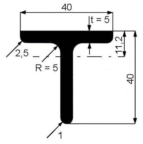 Obrázek produktu Profil T 40×40×5 mm válcovaný – 6 m