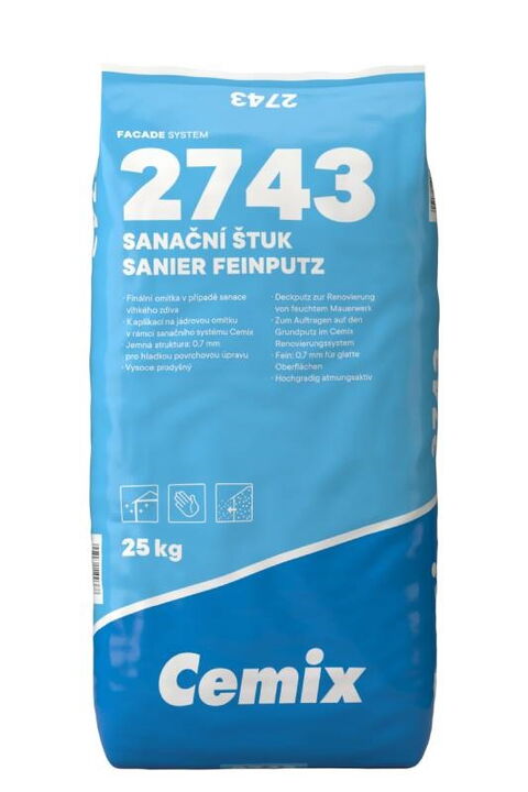 Obrázek produktu Štuk sanační Cemix 2743 0,7 mm – 25 kg